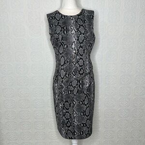 MICHAEL KORS | Snake Print Sleeveless Black & Gray Dress with Zipper Detail